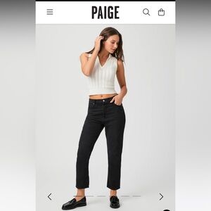 NWT PAIGE Billy Crop High Rise Straight Black Jeans